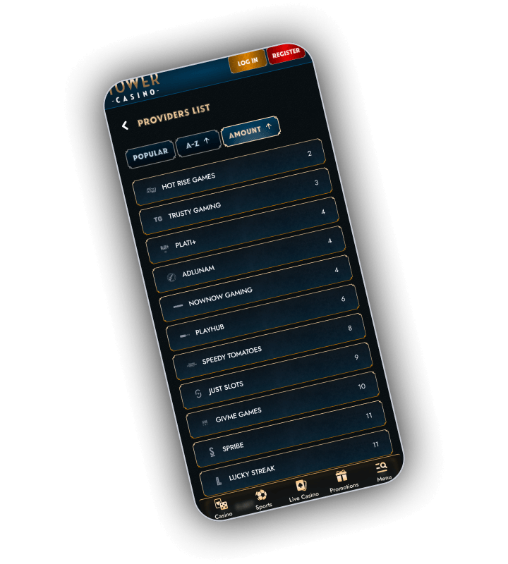 Studio directory illustration representing Tower Casino's published list of 112 game suppliers